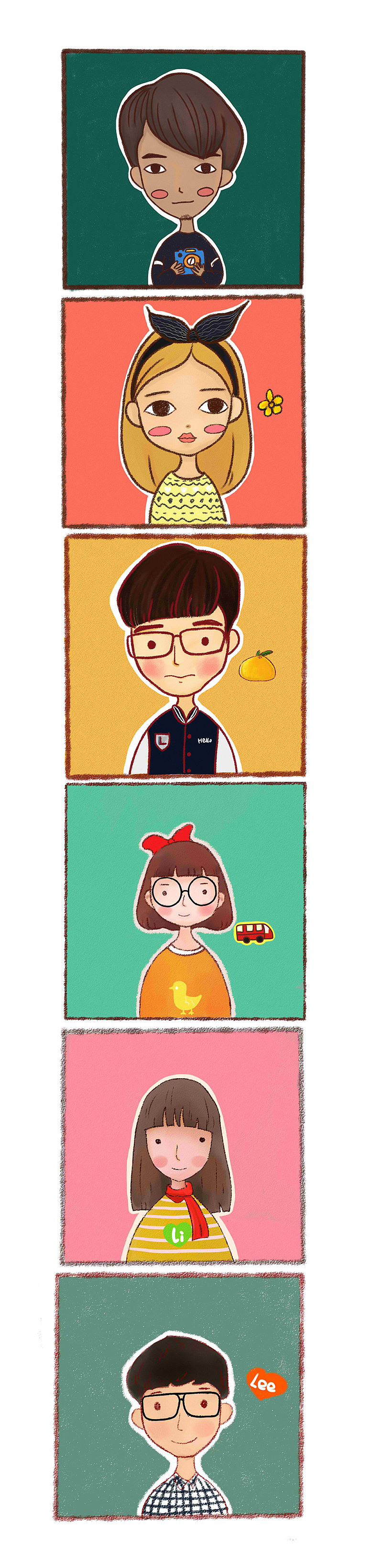 露个脸,画的都是班里的同学