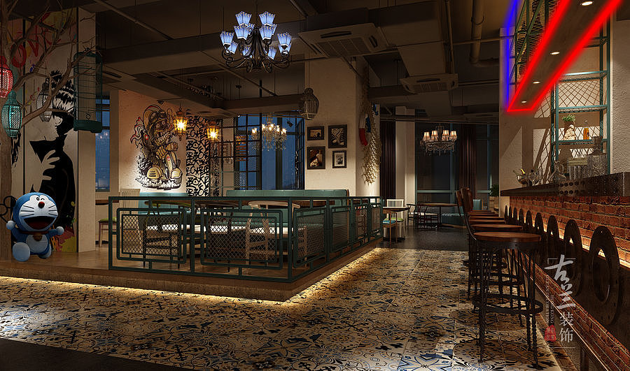 内江烤肉店装修案例_蜀俏烤鱼吧设计（图ZMTAwMDEyOTk2） - 家装设计 - 站酷设计师内江烤肉店装修原创素材 - 站酷ZCOOL