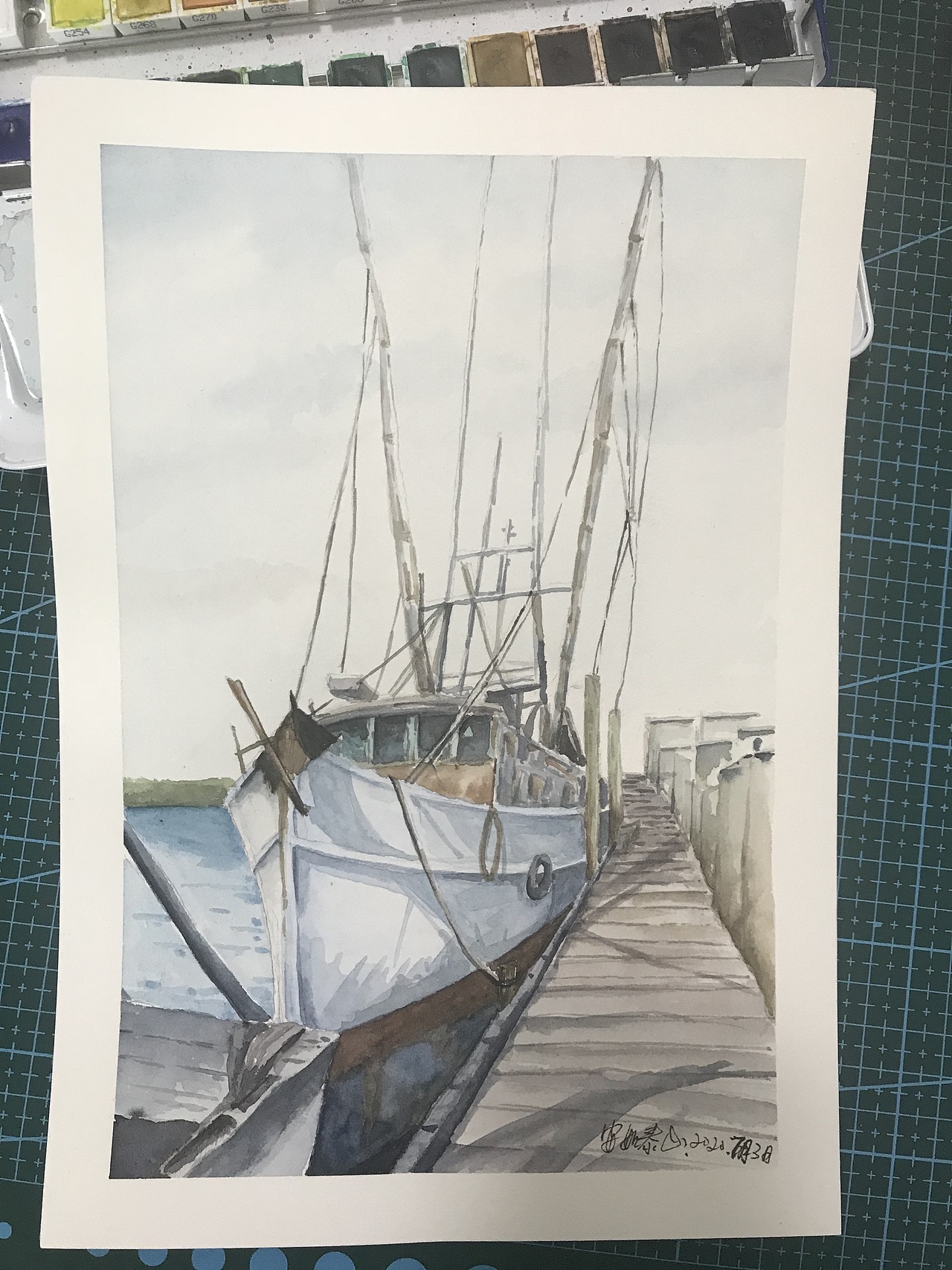 分享收藏板绘健身美女ipad pro板绘——我的父亲马克笔手绘水彩客家