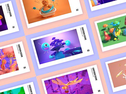 C4D卡通场景设计（个人主页-ZMzg1NTExNDQ=） - 场景 - 站酷设计师翅膀快乐每一天原创素材 - 站酷ZCOOL