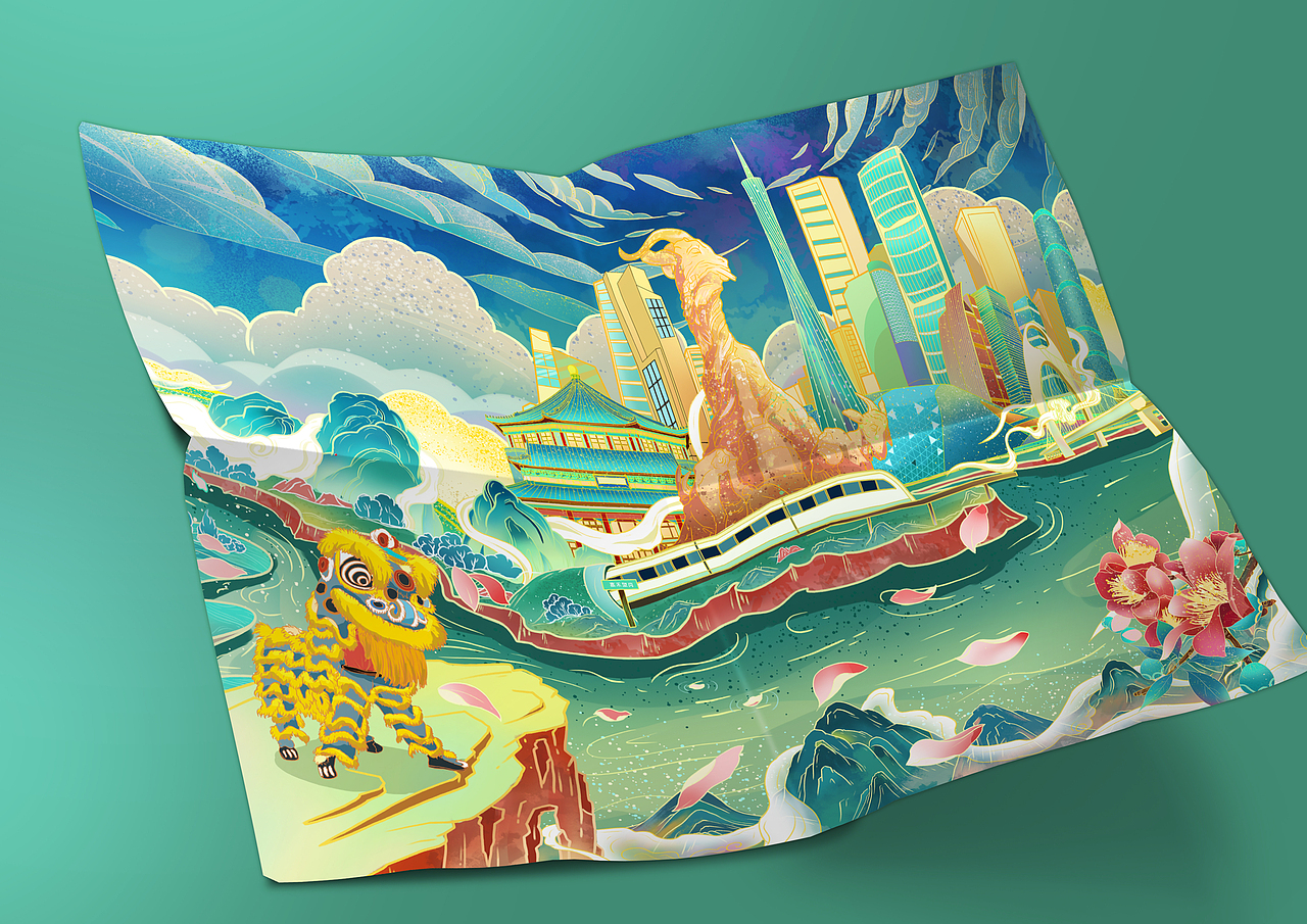 国潮风城市插画系列——广州