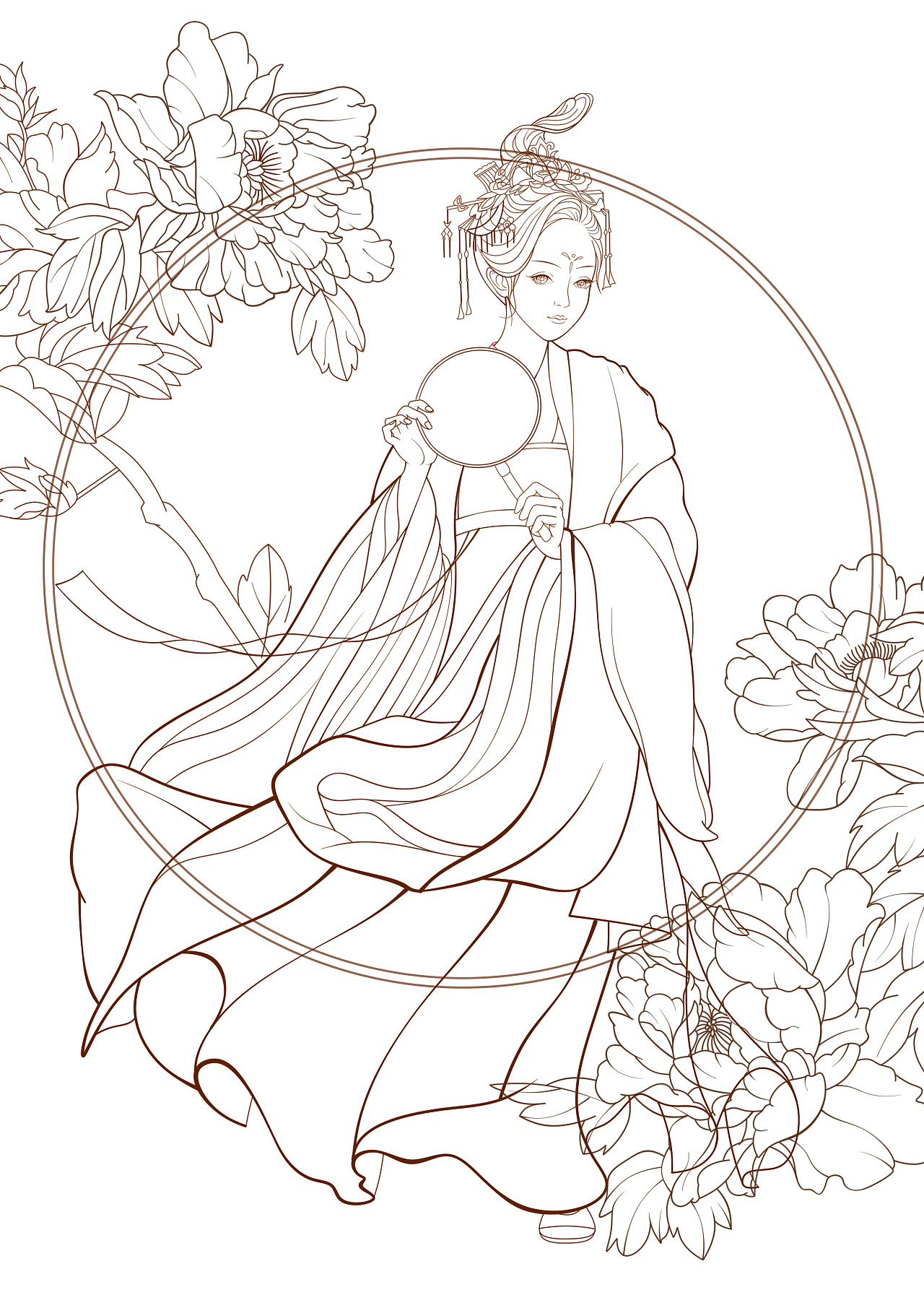 古风插画系列牡丹