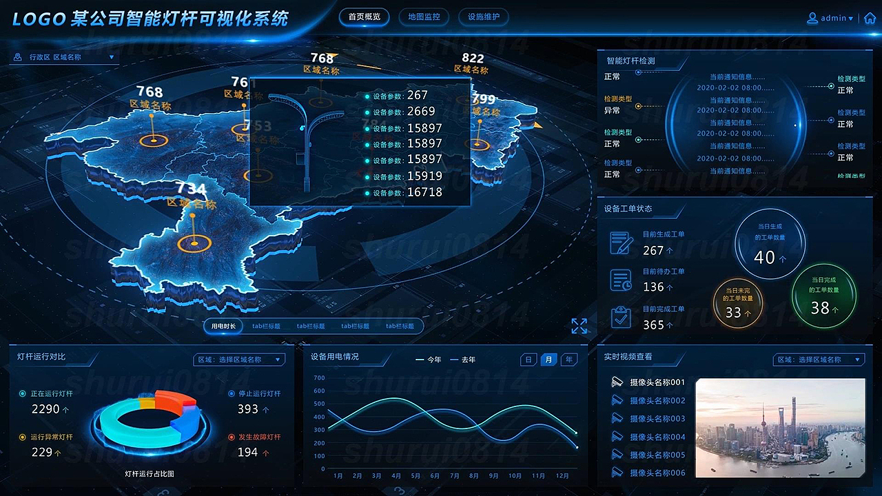 智能灯杆可视化系统（图ZMjQ1Njg2Nzc2） - 交互/UE - 站酷设计师张书睿原创素材 - 站酷ZCOOL