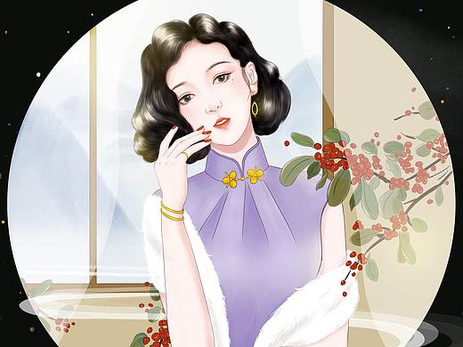 古风插画面膜海报