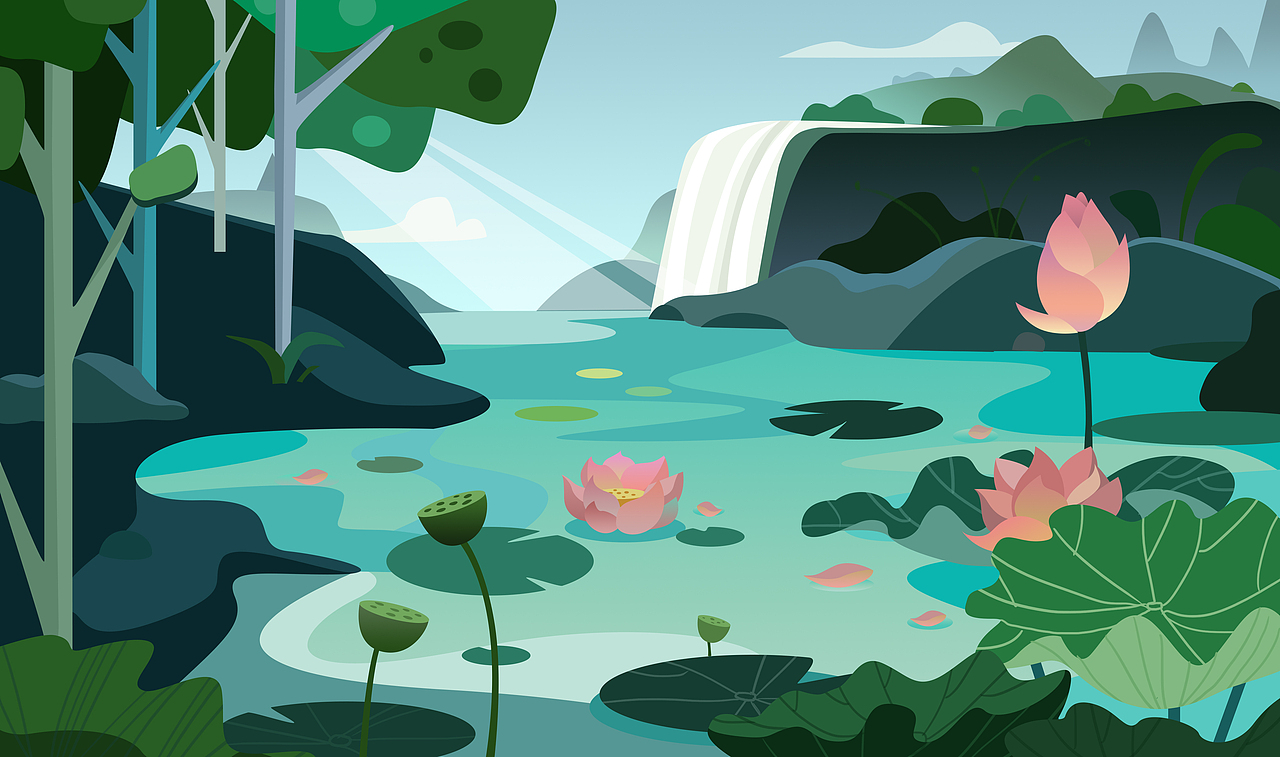 日落&夏日（矢量插画）（图ZMjA0MTM5MjYw） - 儿童插画 - 站酷设计师园子喔原创素材 - 站酷ZCOOL