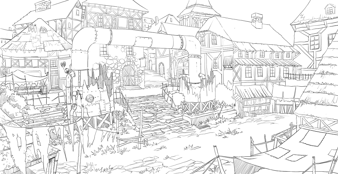 部分场景设定 线稿>|插画|概念设定|jamesqqq - 原创作品 - 站酷