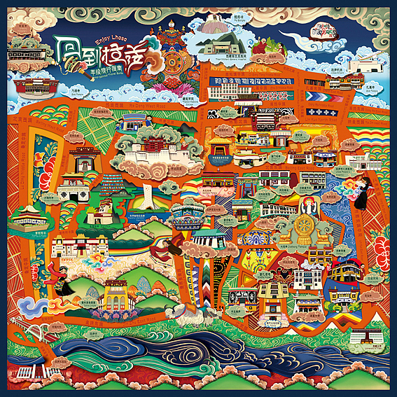 回到拉萨手绘地图（图ZMjkwNjYyNzI=） - 商业插画 - 站酷设计师nora_a原创素材 - 站酷ZCOOL