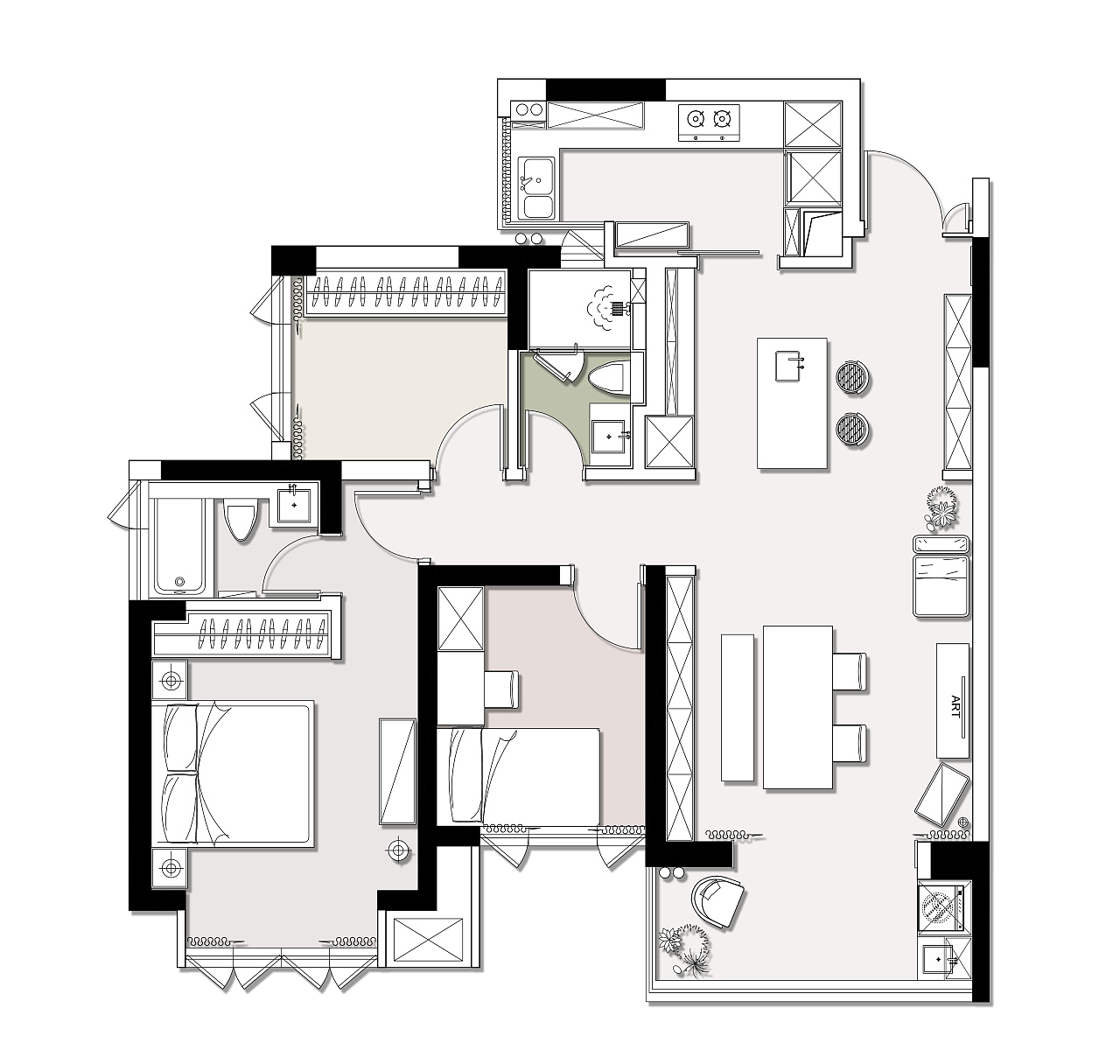 作品四季物语客厅无沙发我要大书桌书房式客厅