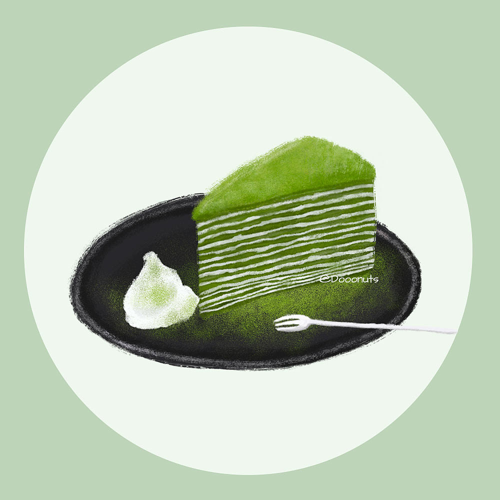 抹茶甜品插画练习