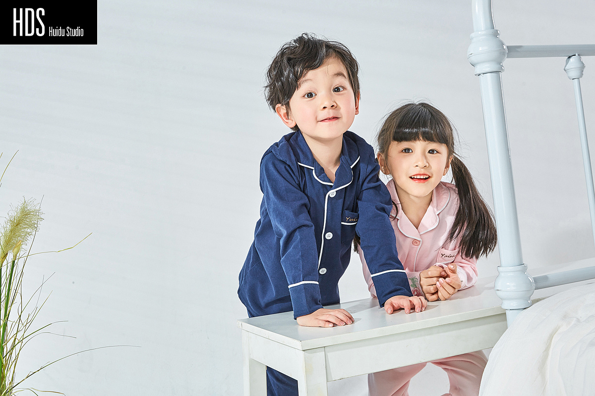 儿童家居服童装模特双人拍摄