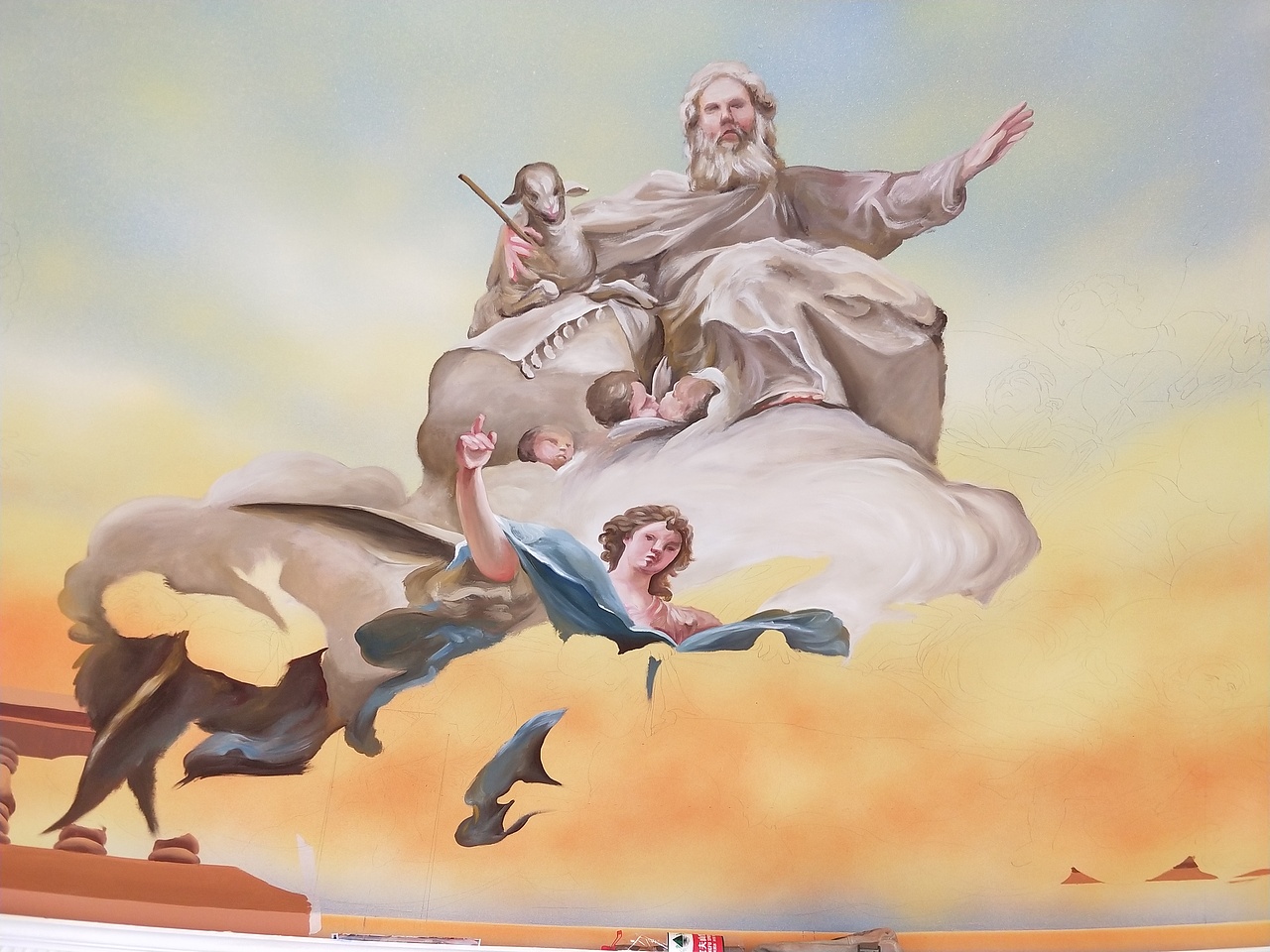 云南壁画天顶穹顶壁画墙绘手绘墙欧式油画