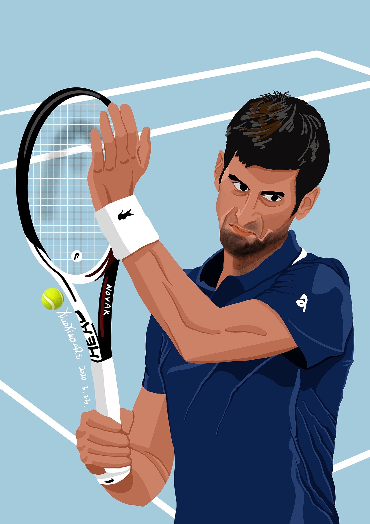 djokovic~诺瓦克·德约科维奇也是第一次尝试画了九个运动型男是画了