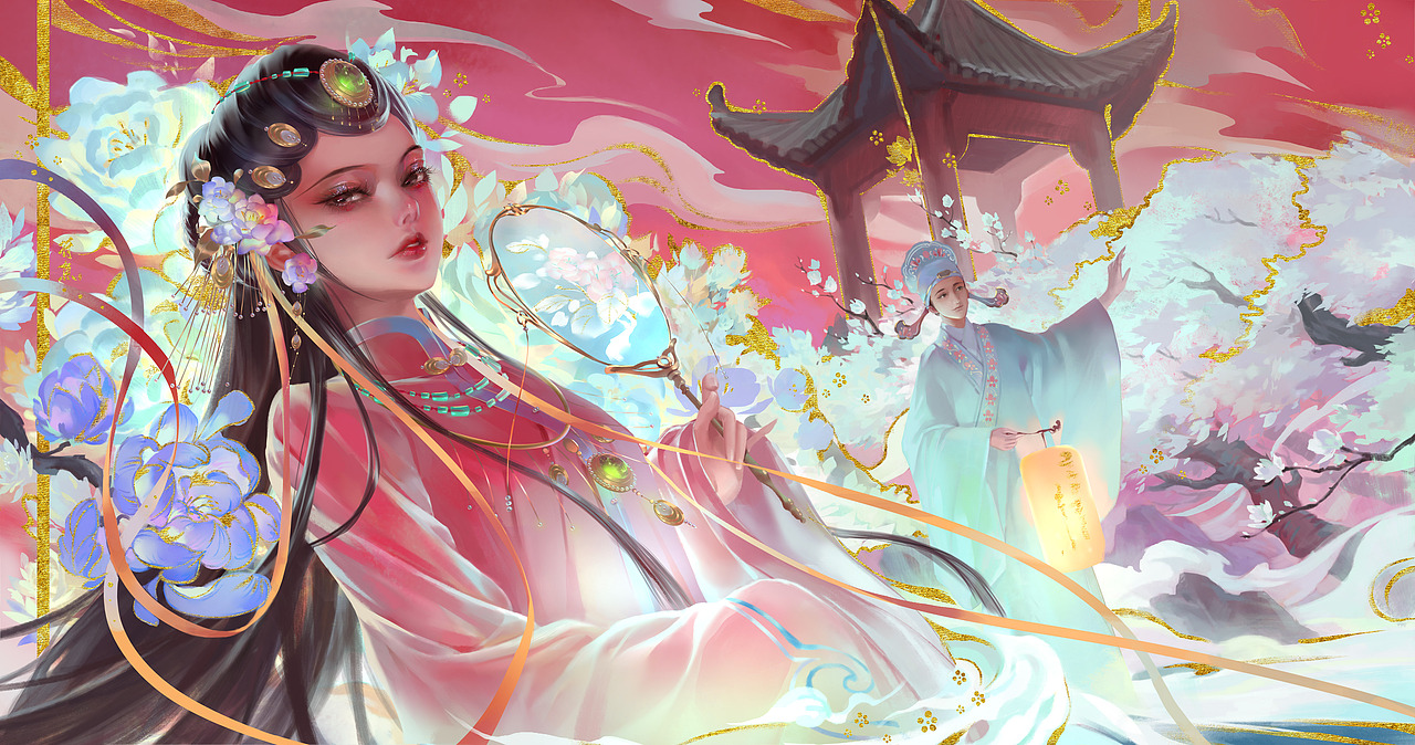 游园惊梦（图ZMjgxMTAxMzI0） - 商业插画 - 站酷设计师画画的符鱼原创素材 - 站酷ZCOOL