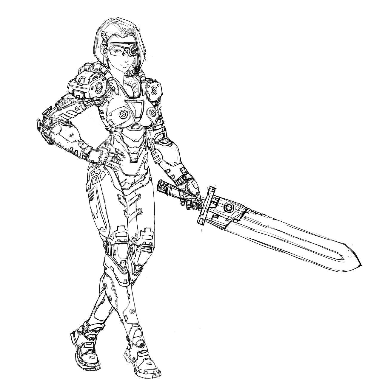 机甲女（图ZMTM3Mzc1MDQ=） - 概念设定 - 站酷设计师涂鸦英雄原创素材 - 站酷ZCOOL