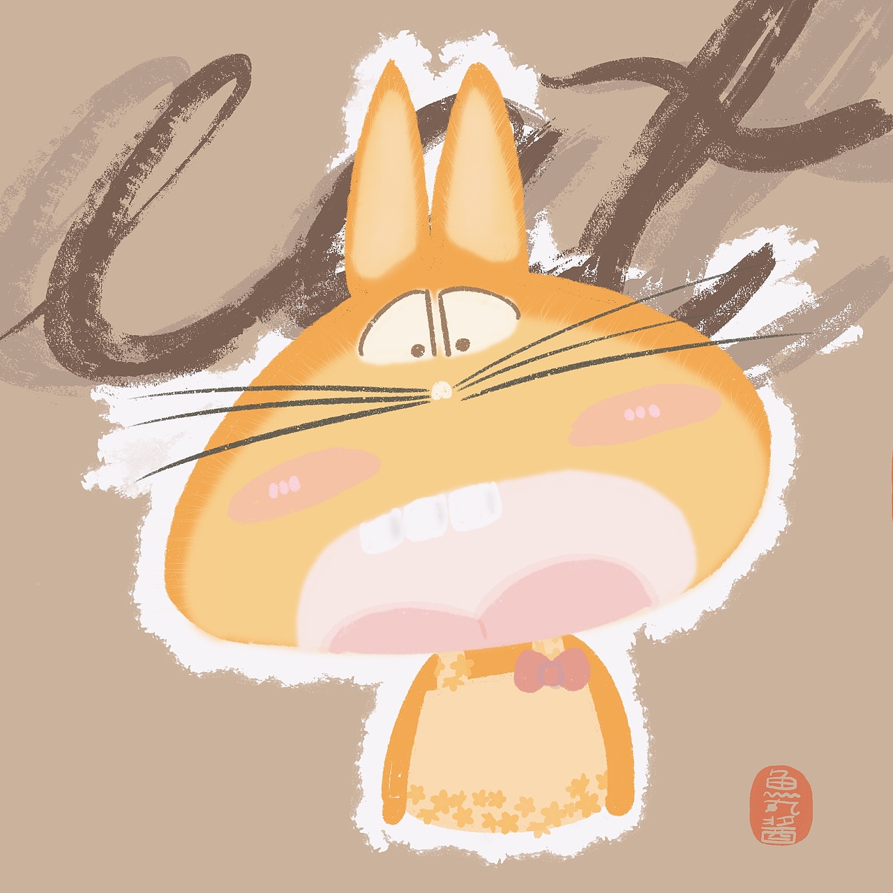 原创手绘插画头像搞怪动物园系列cat