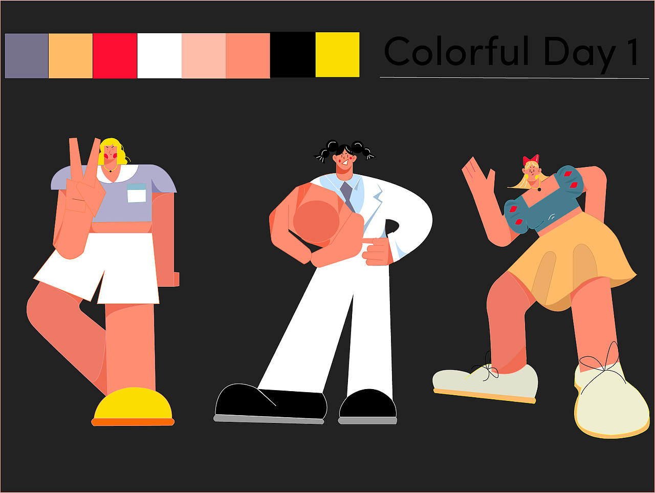 原创作品插画艺术插画ai扁平人物单人组合噗叽咕咕噗叽咕咕扁平风3