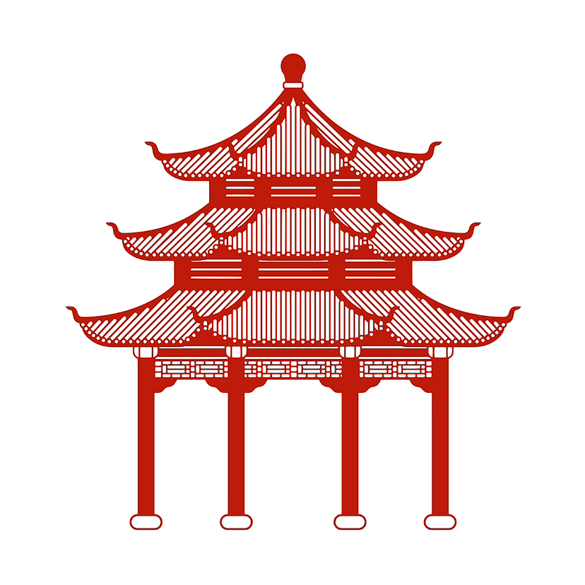 原创非遗剪纸中国传统古建筑插画