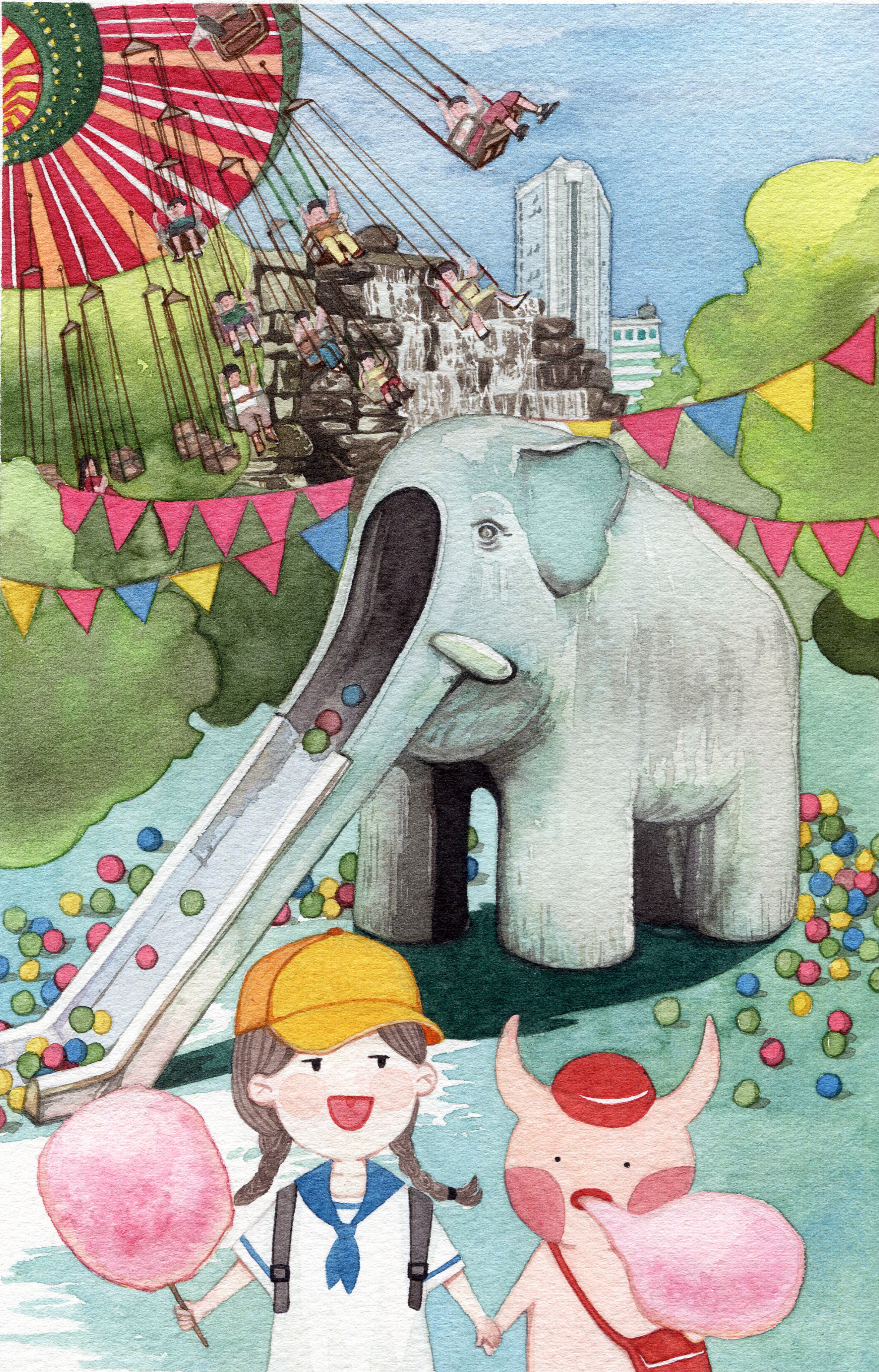 迎泽公园的大象滑梯