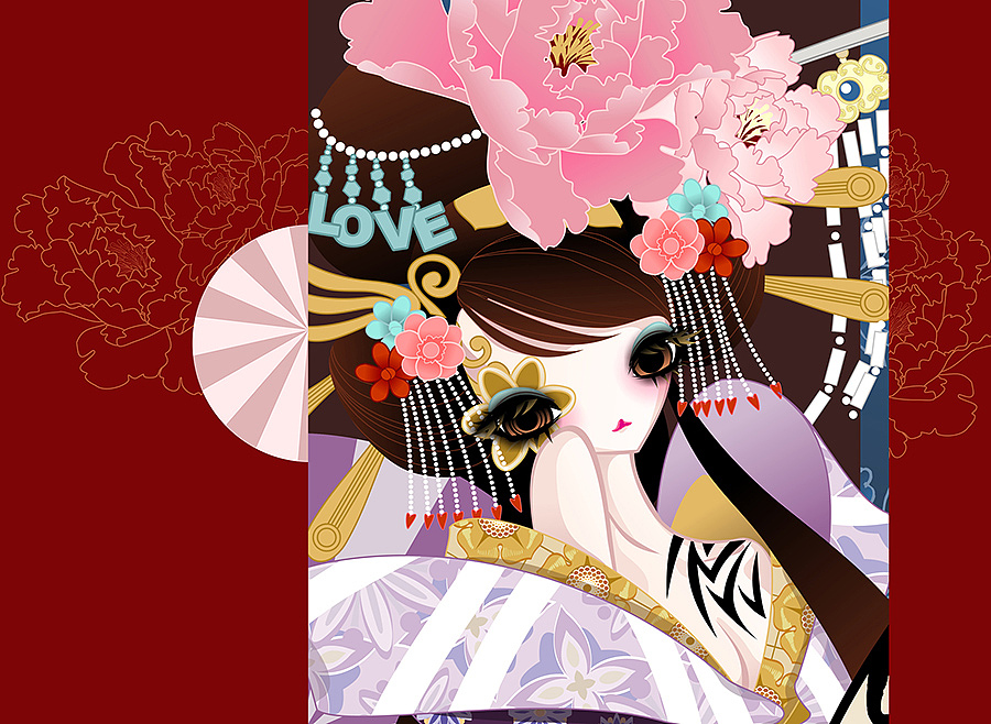 中国娘-琵琶酱（图ZNDc2NDkxNDA=） - 商业插画 - 站酷设计师画画的欢叔原创素材 - 站酷ZCOOL