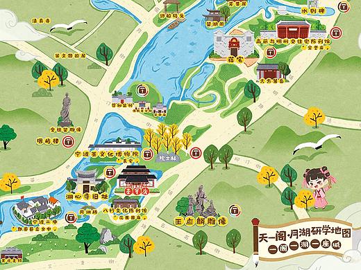 「荣宝斋宁波月湖地图」插画 X 贴纸