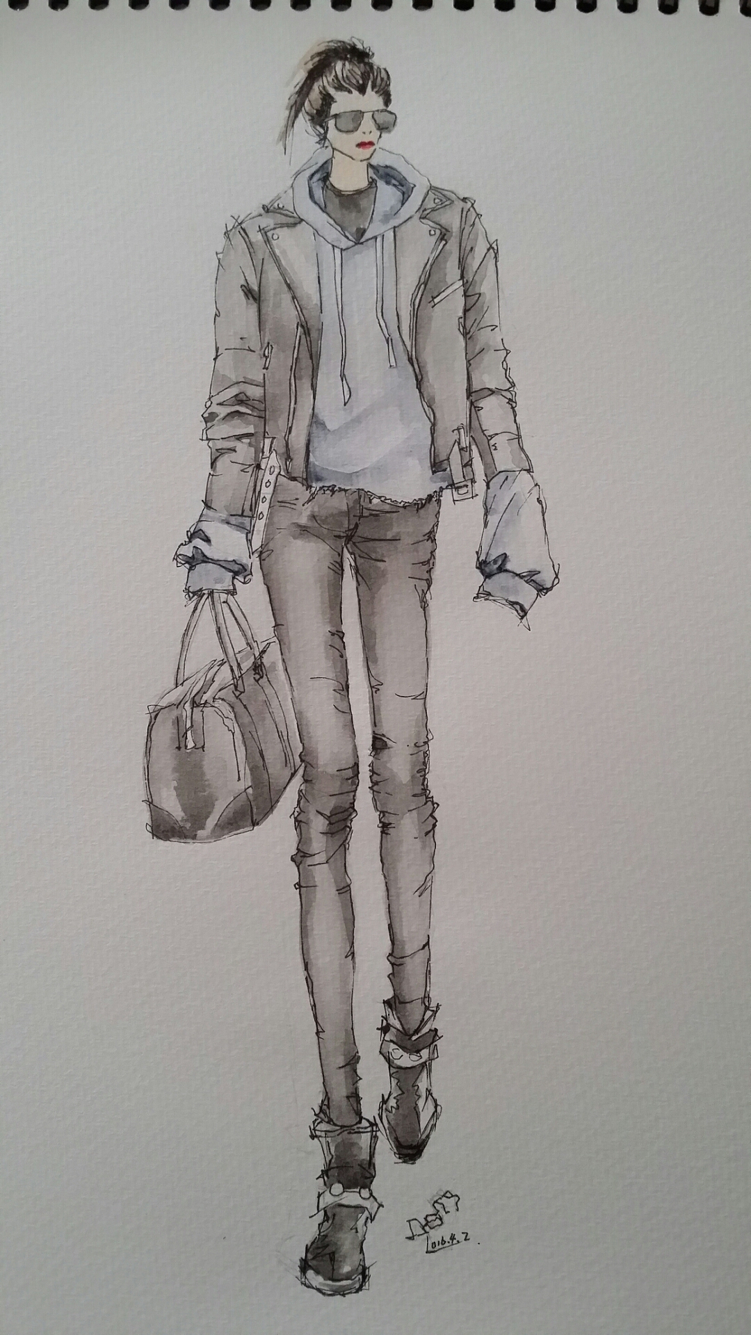 手绘时装插画春季女装搭配