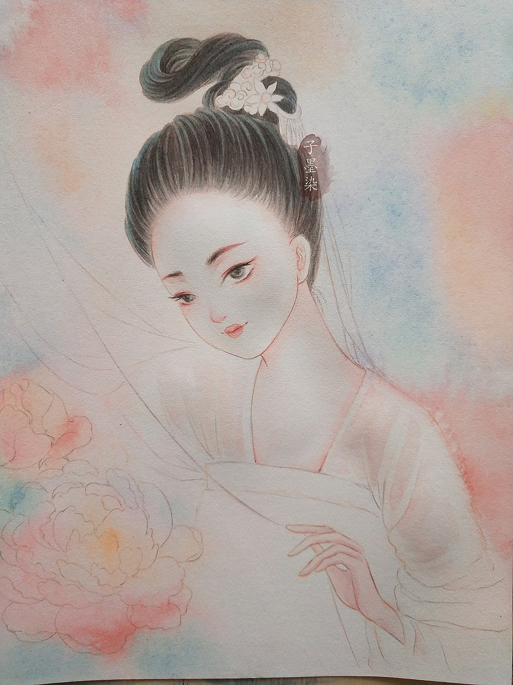 古风水彩原创-牡丹（图ZMjg3MzY1NDg4） - 创作习作 - 站酷设计师子墨染366原创素材 - 站酷ZCOOL