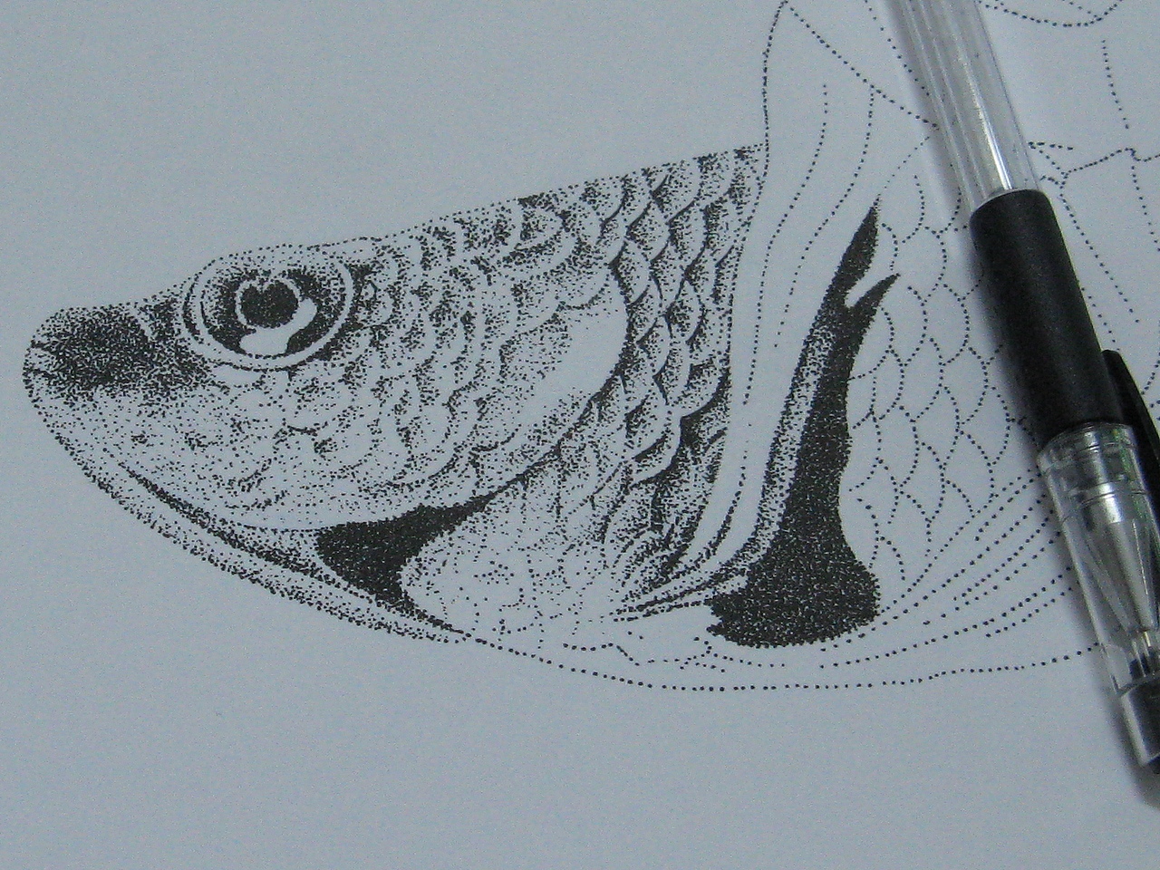 楚歌钢笔画-双鱼（点画）55*40cm（图ZMTU5MzU5ODQ=） - 绘画 - 站酷设计师楚歌76原创素材 - 站酷ZCOOL