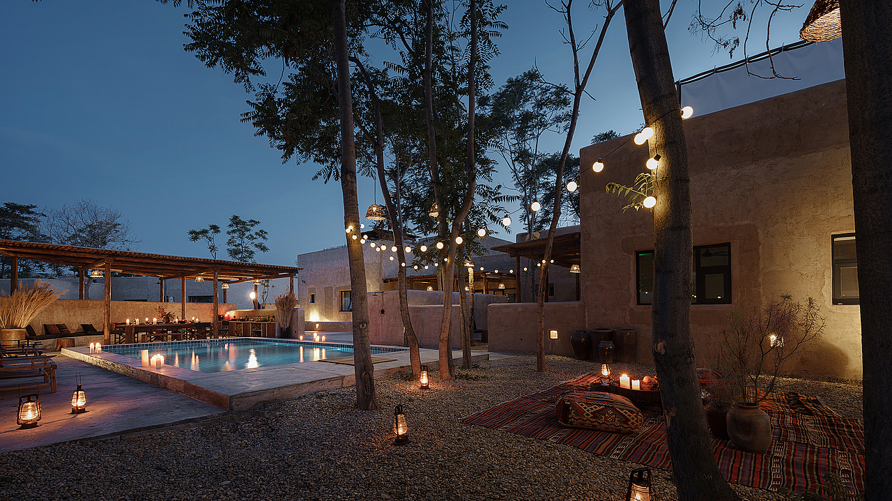 黄河宿集民宿-沙枣小院-室外景观（图ZMjExODM1Nzg4） - 环境/建筑摄影 - 站酷设计师熹姐说原创素材 - 站酷ZCOOL