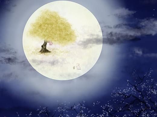 古诗词原创插画-《古朗月行》-李白