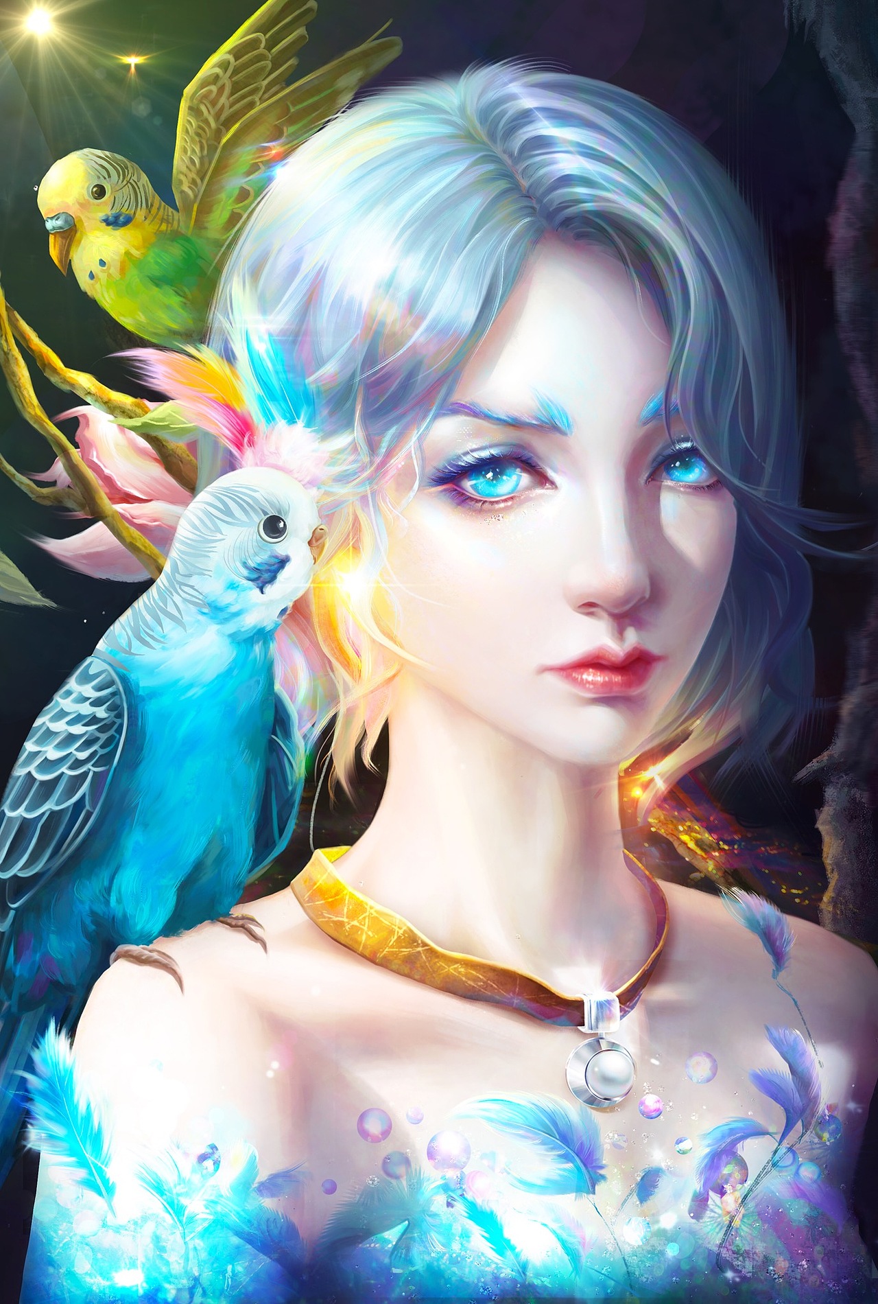 画了张以前养过的虎皮鹦鹉