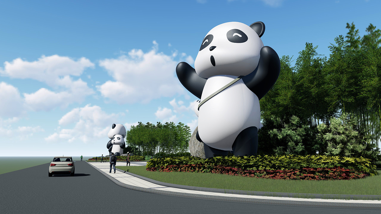 熊猫主题雕塑