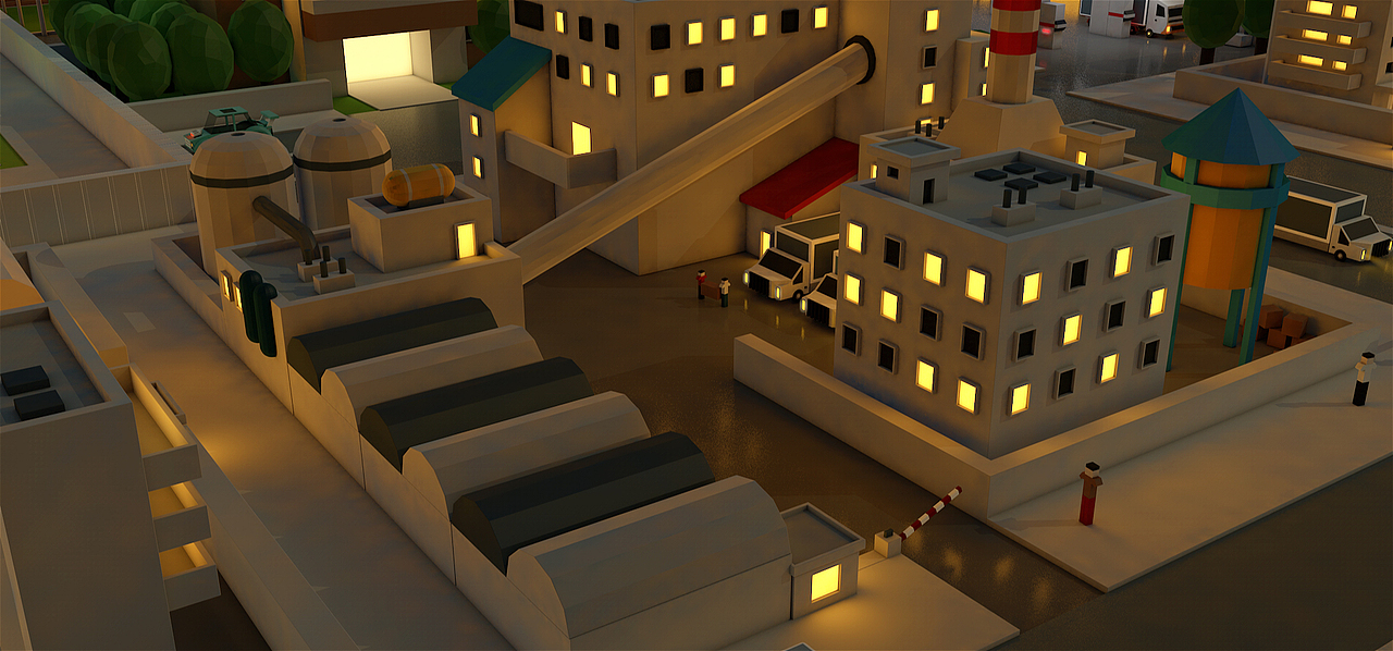 lowpoly城市场景夜景