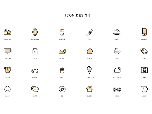 暖色细线性图标icon