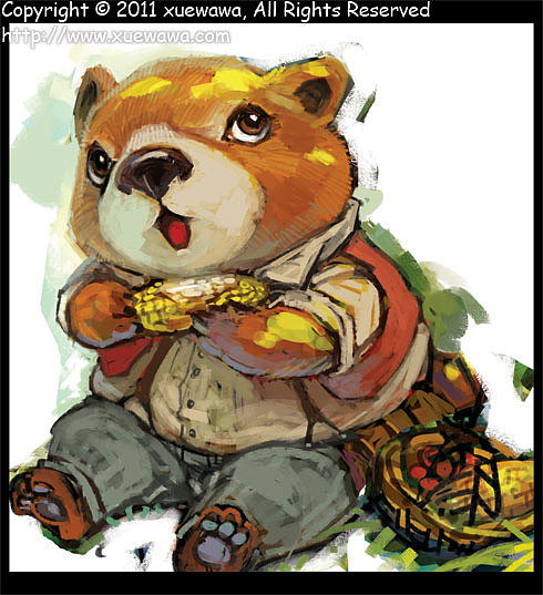 【童画世界 by 雪娃娃】啃包穀的小熊（图ZMzc3NTQ3NTI=） - 商业插画 - 站酷设计师雪娃娃童画原创素材 - 站酷ZCOOL