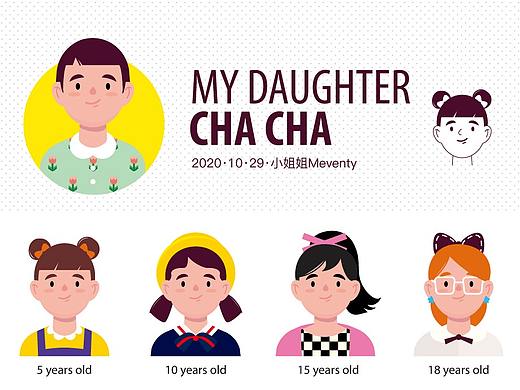 扁平化AI插画人物头像——My daughter