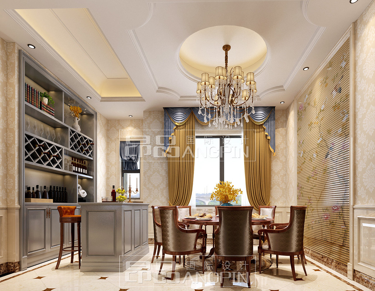 花溪碧桂园两层半别墅装修设计案例厨房卧室装修效果图