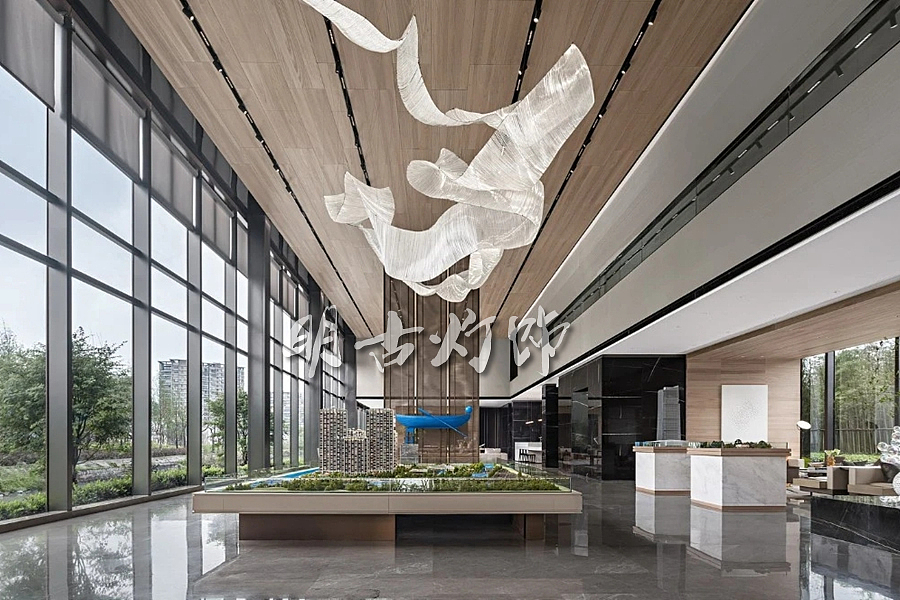 售楼部沙盘区吊灯 专业沙盘吊灯定制 明古灯饰