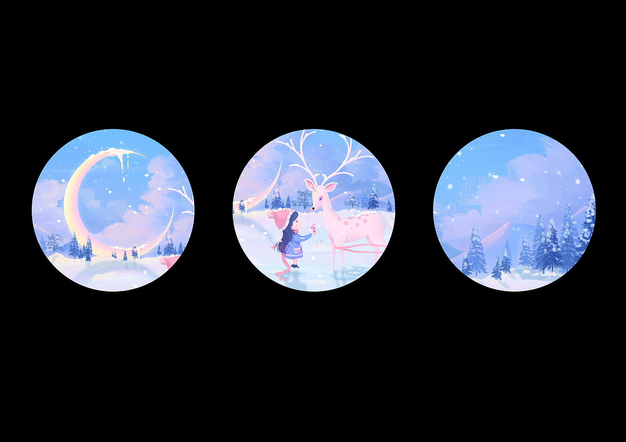 鹿与月亮的相遇（图ZMjg3NDk3MjEy） - 商业插画 - 站酷设计师首席懒神原创素材 - 站酷ZCOOL