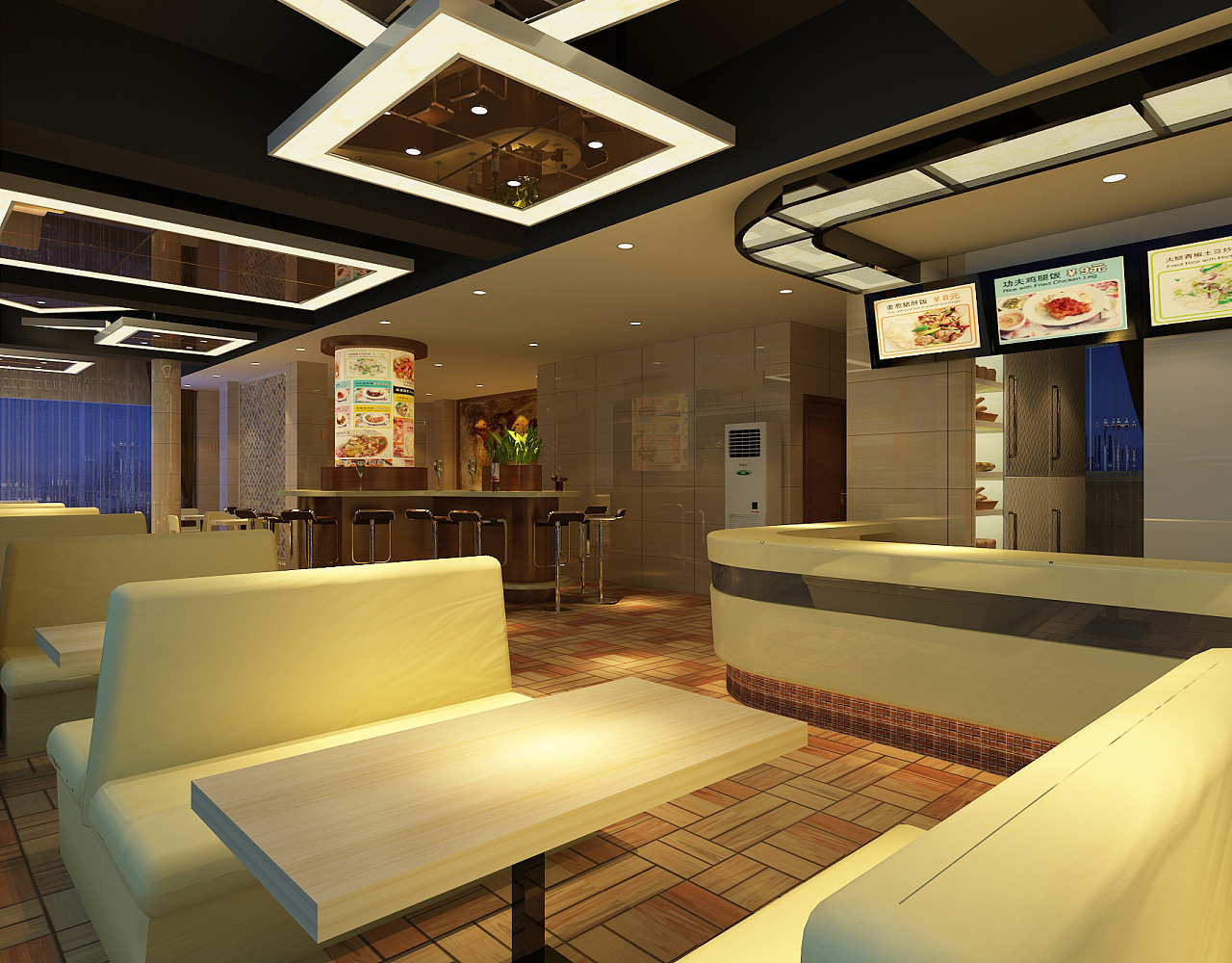 快餐店|空间|室内设计|一九九二效果图 - 原创作品 - 站酷 (ZCOOL)