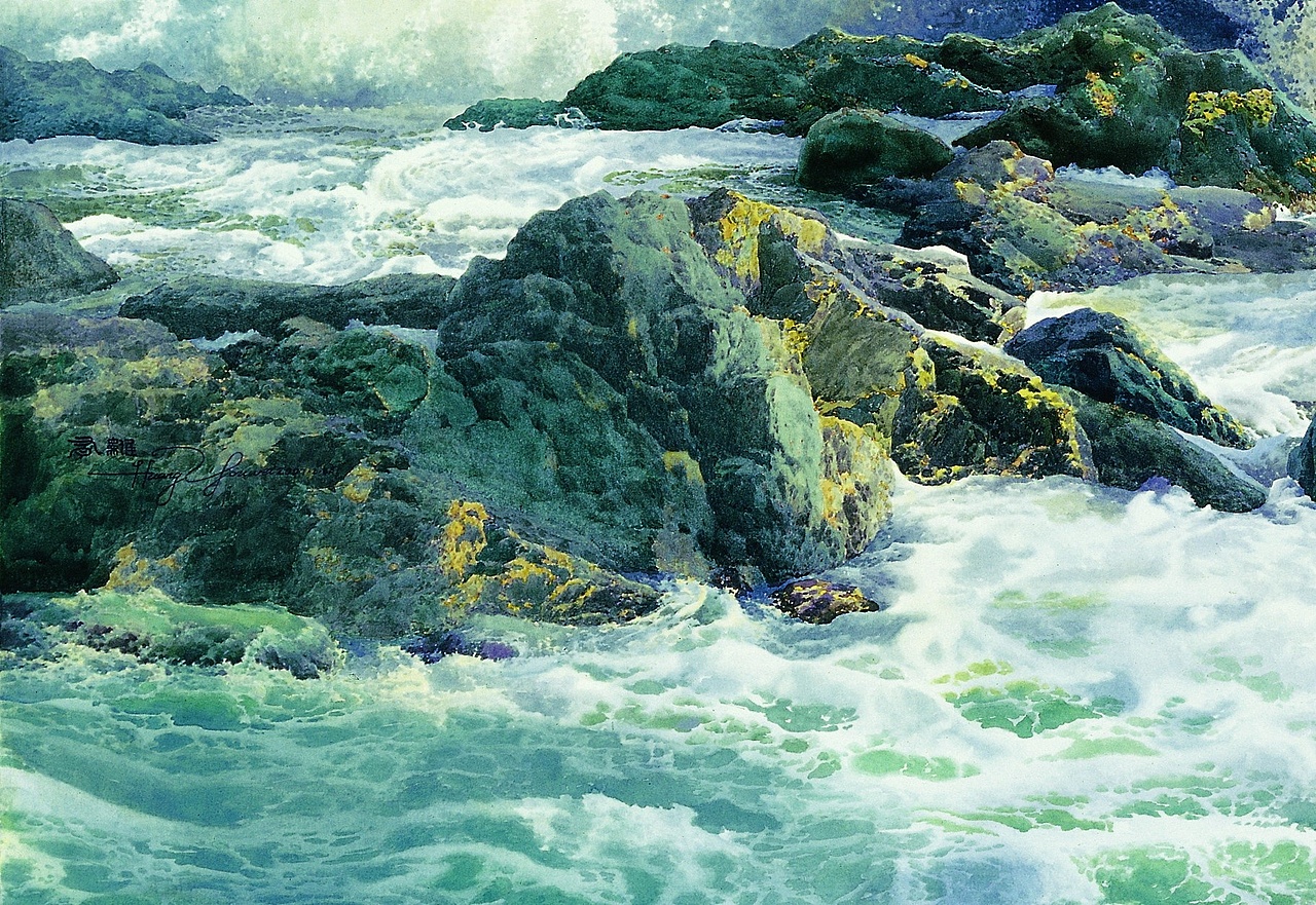 用留白的方法画海浪,比用留白液画的要自然生动。(图ZOTI3MjEyNDg=) - 绘画 - 站酷设计师黄有维水彩原创素材 - 站酷ZCOOL