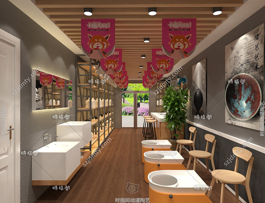 陶艺店装修案例,陶艺店装修效果图,陶艺店装修设计3D效果图