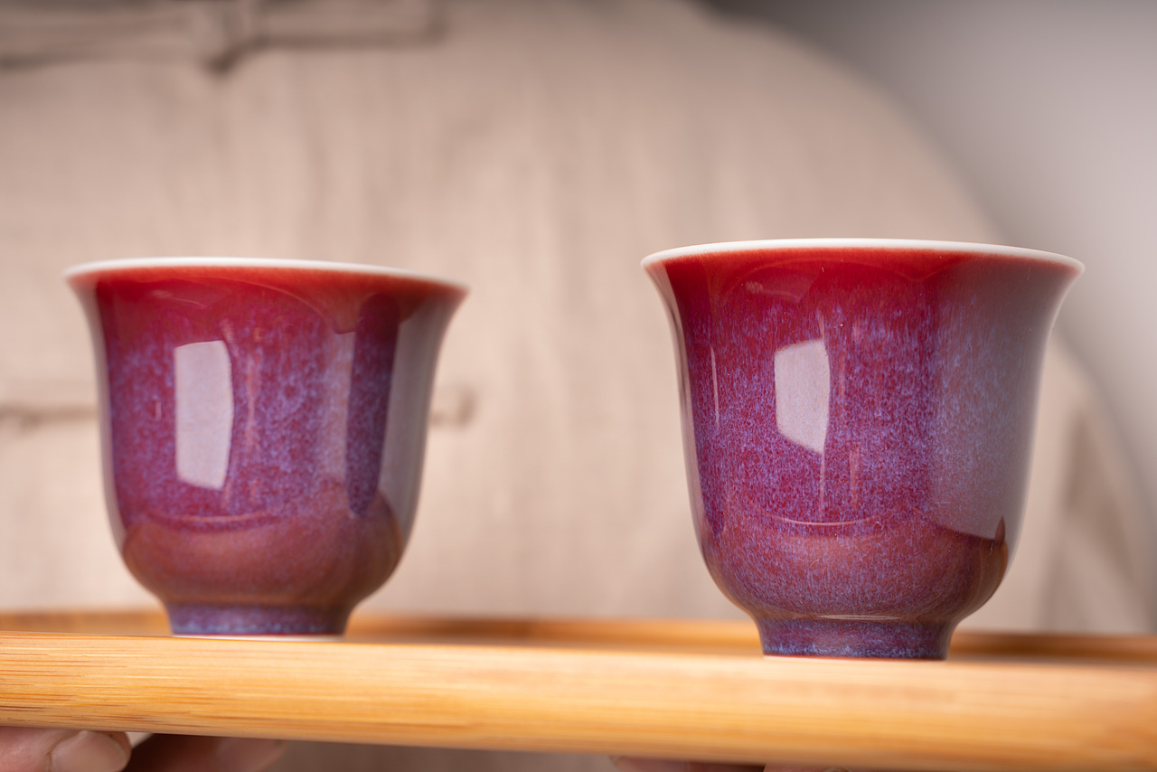 霁红瓷茶器品茗杯