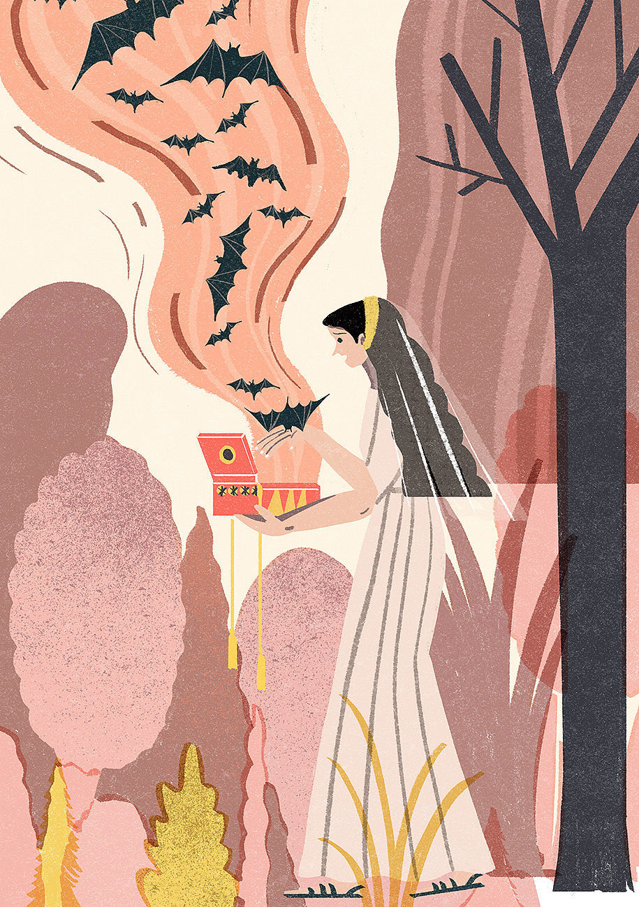 埃庇米修饰他创造出的人类,创造出地上的第一个女人给她取名潘多拉,并