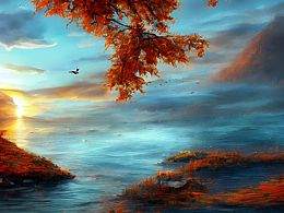 #AI创作实验室#落霞与孤鹜齐飞，秋水共长天一色