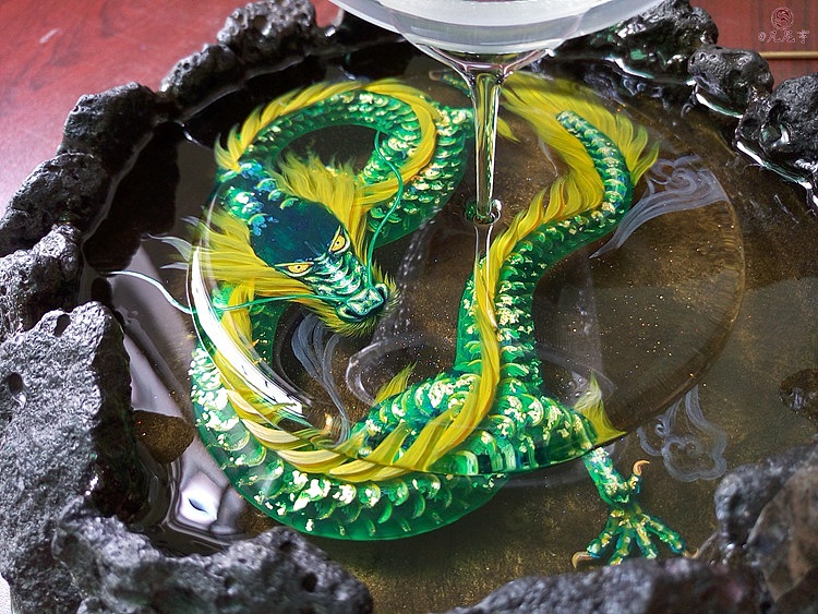 金斑青龙 火山天池 3D树脂画（图ZNTA4NzYzMjQ=） - 绘画 - 站酷设计师凡尼亨原创素材 - 站酷ZCOOL