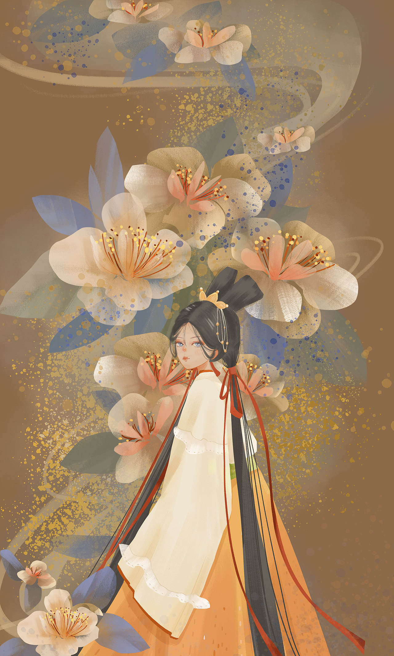 古风插画人物—少女与花