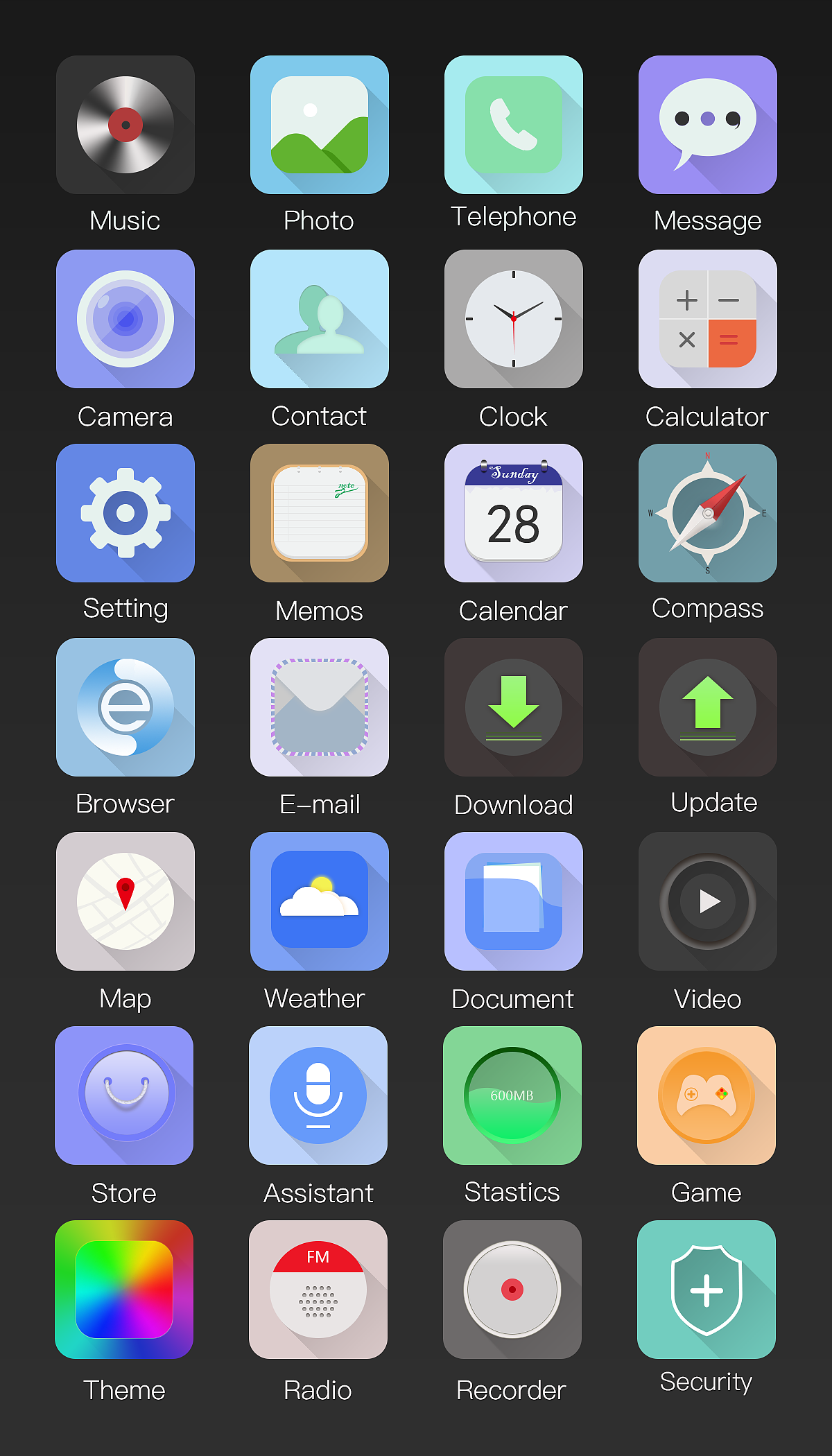 原创长投影图标一套