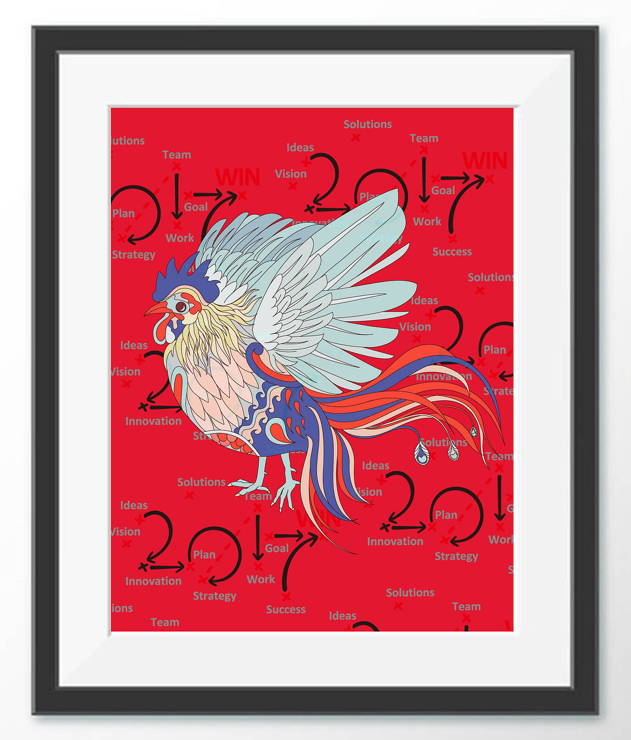 一只振翅飞翔的鸡-鸡年装饰画（图ZNjg0NzMyMjA=） - 商业插画 - 站酷设计师笼里原创素材 - 站酷ZCOOL