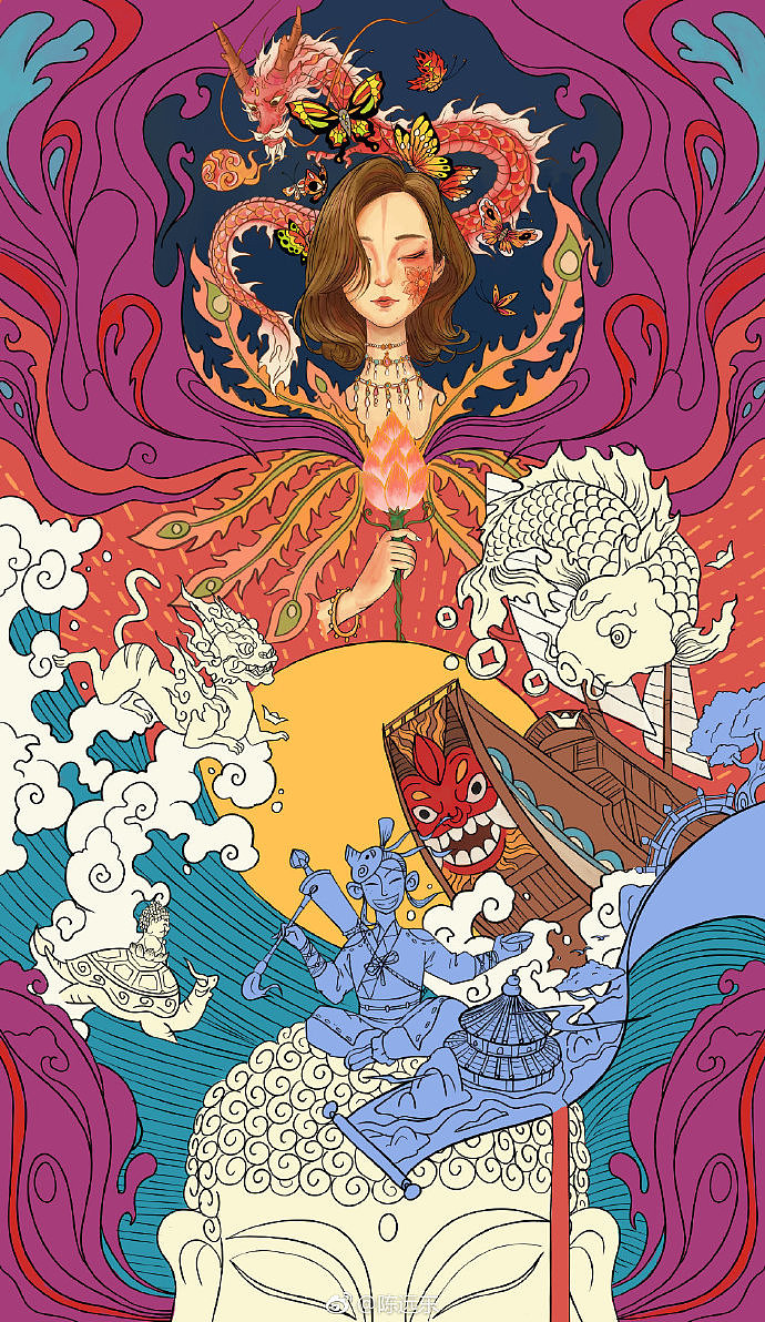 《诸事顺意图》新年贺图（图ZMTQxMDg3MzY4） - 商业插画 - 站酷设计师也斋原创素材 - 站酷ZCOOL
