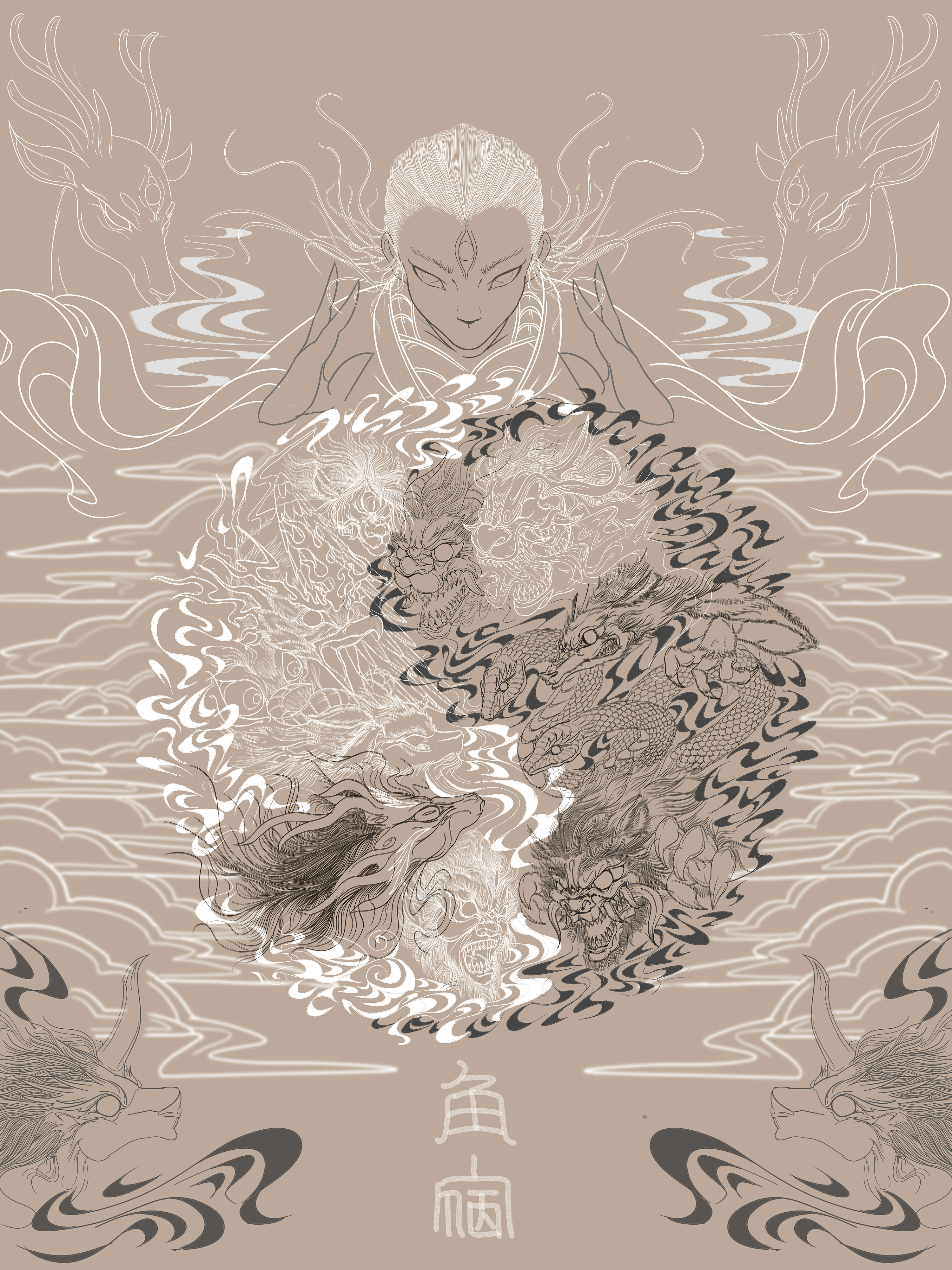 道教神祗--九天应元雷声普化天尊的插画创作